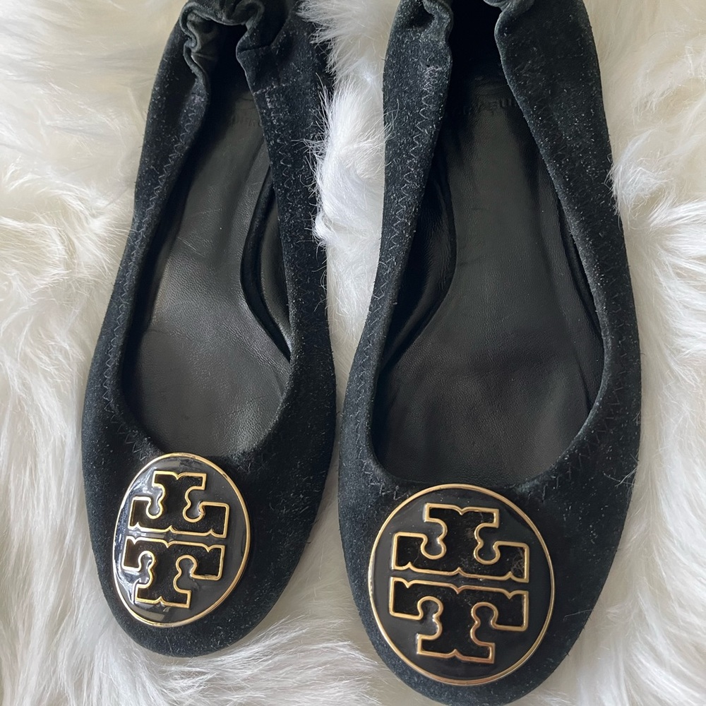 Tory Burch ballerina flats, black w/ gold hardware - size 6M